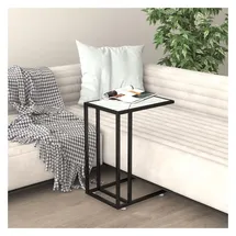 vidaXL Computer-Beistelltisch Weiß Marmor 50x35x65 cm Hartglas