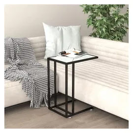 vidaXL Computer-Beistelltisch Weiß Marmor 50x35x65 cm Hartglas