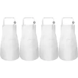 Set Mit 4 Weißen Kinderschürzen, Verstellbare Kochschürze Mit 2 Taschen, Geeignet Für Jungen Und Mädchen, Garten- Und Küchenschürze Für Kleinkinder, Baumwollschürze, Geeignet Zum Kochen, Zeichnen Und