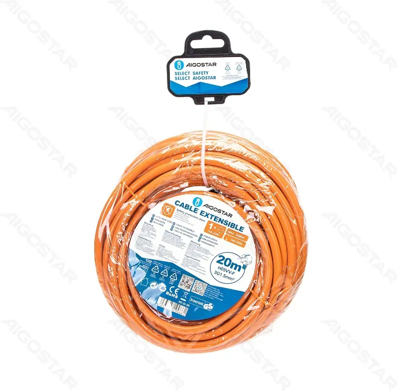 Aigostar Verlängerungskabel 20 m, 3G1,5 mm2, mit Schutzkontakt (Schuko), Outdoor geeignet, Orange