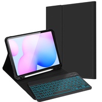 JADEMALL Tastatur Hülle für Samsung Galaxy Tab S6 Lite 10,4" 2022/2020 mit 7 Farben Beleuchtete Magnetische Kabellose Bluetooth QWERTZ-Tastatur für SM-P610/P613/P615/P619