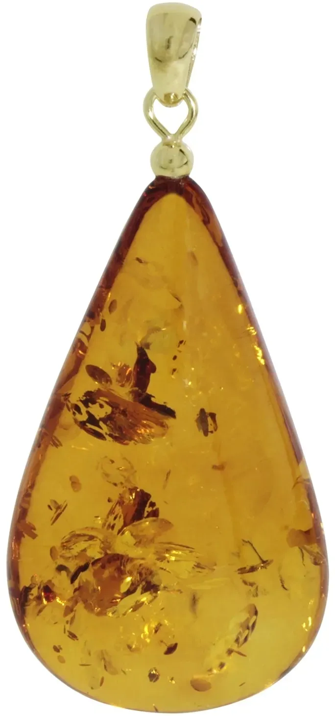 Kettenanhänger OSTSEE-SCHMUCK "Ostsee-Schmuck Anhänger", gelb, Schmuckanhänger, Damen, 52x26mm, Bernstein, 7,4 g