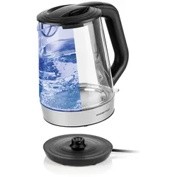 GOURMETmaxx Glas-Wasserkocher - 1,7l (Skala 0,25l) - Edelstahl/schwarz