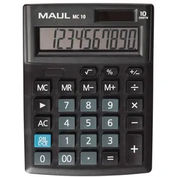 MAUL Tischrechner MC 10 Solar Batterie 1-zeilig, 10 Ziffern schwarz
