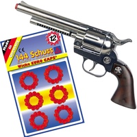 Hochwertige Pistole Revolver Gewehr inkl. 144 Schuss-Munition Polizei Cowboy für Kinder & Erwachsene Kostüm-Zubehör (Cowboy Revolver)
