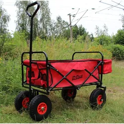 Bollerwagen faltbar mit PU-Rädern, Hecktasche und Teleskopgriff Falt-Bollerwagen