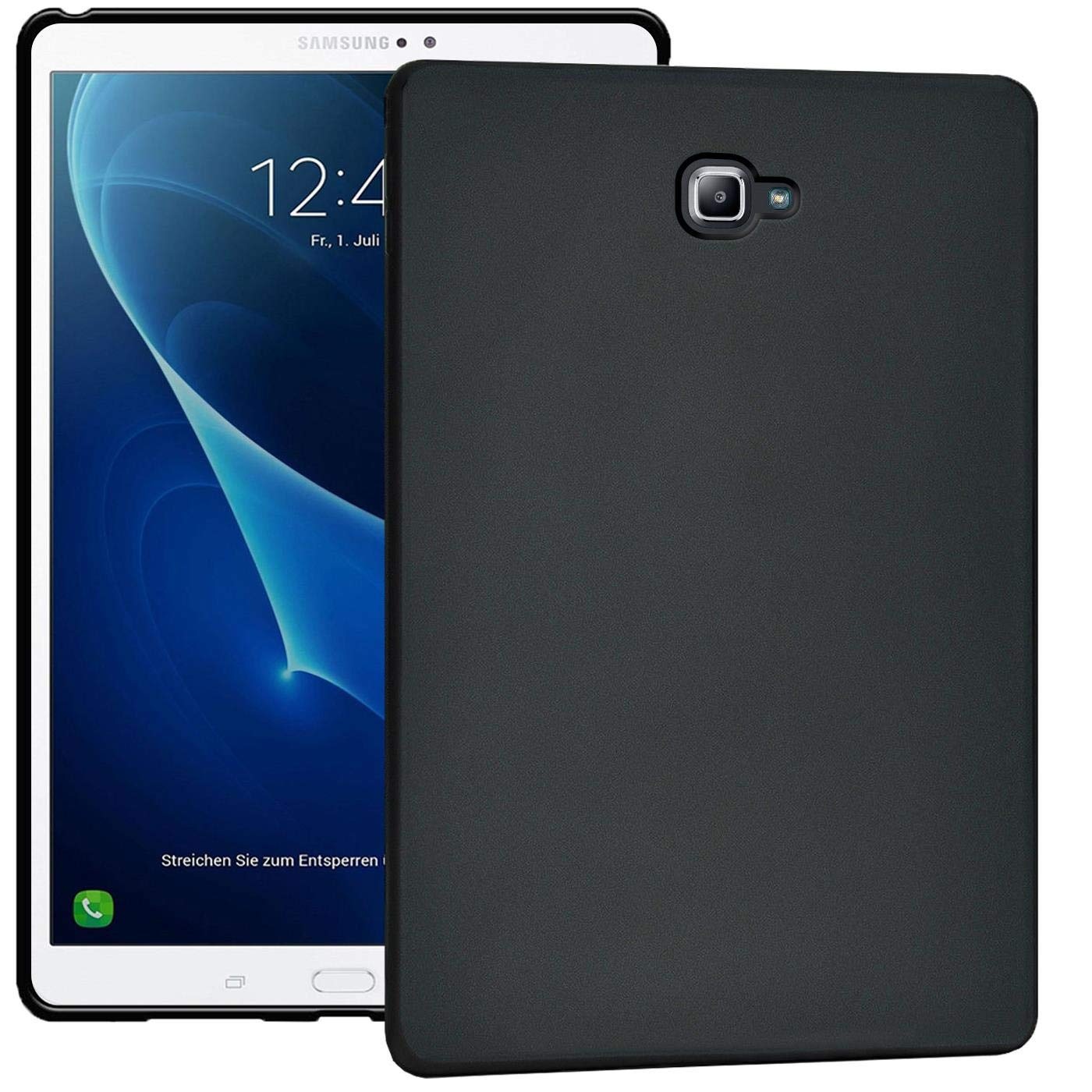 CoolGadget Hülle kompatibel mit Samsung Galaxy Tab A 10.1 2016 Silikon Schutzhülle Tablet Cover TPU Case - Schwarz/matt