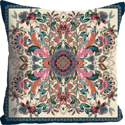 Dekokissen QUEENCE "Ornament", bunt (bunt, bedruckt, geblümt, ornamente), B:40cm L:40cm, Polyester, Dekokissen_Sitzkissen_Kissenhüllen, Kissenhülle ohne Füllung, 1 Stück