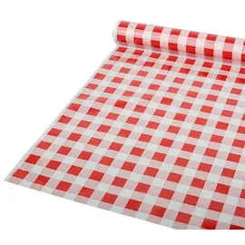 Papstar Tischdecke Folie Karo 80 x 5000 cm Rot-weiß