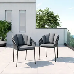 Gartensessel-Set Leo Dunkelgr. Metall/Textil 2er-Set