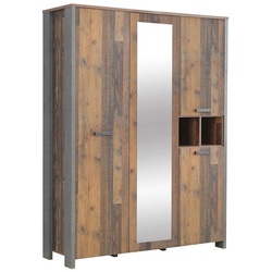 Forte Möbel Kleiderschrank Kleiderschrank CLIF 4-trg. Old Wood Vintage Beton Optik von Forte braun