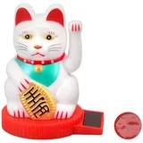 Cyrank Glückskatze Mit Arm, Winkekatze Solar, Solarbetriebene Winkekatze, Winkende Japanische Glückskatze, Maneki-Neko-Solar-GlückskatzeFür Feng Shui, Einladende, Zuwinkende Katzenstatue(Weiß)