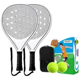 Jouryvue Padel Schläger-Set mit ABS-Oberfläche und Eva-Schaumkern, für Erwachsene, inklusive Zwei Bällen und Tragetasche, ideal für Beach & Court