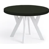 Runder Ausziehbarer Tisch für Esszimmer, PERO, Loft-Stil, Skandinavische, Durchmesser: 120 / 220 cm, Farbe: Schwarz / Weiß - Schwarz