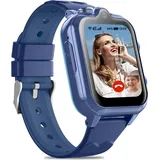 4G-Smartwatch für Kinder mit GPS und Telefon, Kinder mit WLAN, Videoanruf, 2 Kameras, SOS, Schulmodus, Kinder-Smartwatch für Jungen und Mädchen - Blau