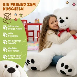 monzana Monzana® Teddybär L - XXXL 50-175cm Weiches Fell Schleife Tatzendruck Geschenk Plüschtier Kuscheltier Stofftier Riesen Teddy Bär