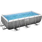 Bestway Power Steel Ersatz Frame Pool ohne Zubehör 404 x 201 x 100 cm, Rattan-Optik (Schiefergrau), eckig