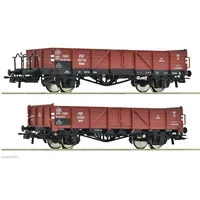 Roco 2-tlg. Set: Offene Güterwagen PKP 6600150 H0