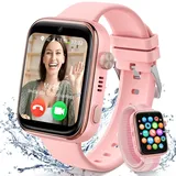 XINGHESF Kinder Smartwatch mit GPS und Telefon, 1.83''HD 4G Smartwatch Kinder mit Videoanruf, WiFi, SOS, Whatsappp, Musik, Wecker, Schulmodus, IP67 Wasserdicht - Smart Watch Kinder mit 2 Armbändern