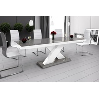 designimpex Esstisch Design Tisch HE-888 Grau / Weiß Hochglanz ausziehbar 160 bis 210 cm grau|weiß