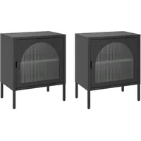 VidaXL Nachttische 2 Stk. Schwarz 50x35x60 cm Glas und