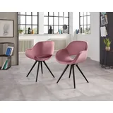 Armlehnstuhl INOSIGN "Aurora", rosa (rosa, schwarz), B:59cm H:83cm T:59cm, Polyester, Stühle, Gestell aus Massivholz Buche in schwarz lackiert