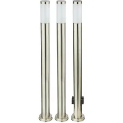 3x LED Außen Säulen Stehlampen, Stromverteiler Edelstahl
