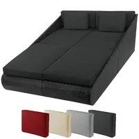 Montafox Poly Rattan Tagesbett XXL 2 Personen Liege Auflagen 10cm Doppelliege Daybed Gartenliege Sonneninsel Liegeinsel Garten Terrasse Outdoor, Farbe:Titan-Schwarz/Nachtschwärmergrau