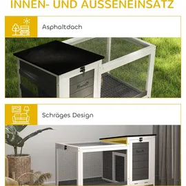 PawHut Kleintierstall mit Freilaufgehege 92 x 52 x 67 cm grau