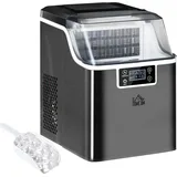Homcom Eiswürfelmaschine, Ice Maker Edelstahl 24 Eiswürfel in 14-18 Min., 20kg/24h, 3,2L Wassertank, für Küche, Büro, Party, Schwarz - Schwarz