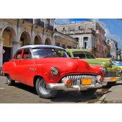 Fototapete PAPERMOON "Havana Oldtimers", bunt (mehrfarbig), B:5m L:2,8m, Vlies, Tapeten