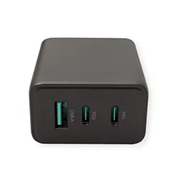 Value USB Charger mit Euro-Stecker, 3-Port (Typ-A, 2x Typ-C), 65W, GaN