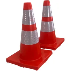 2x Verkehrsleitkegel Pylone flexibel bruchsicher reflektierend Warnkegel Leit...