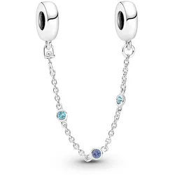 Pandora 791688C01-05 Sicherheitskette Silber Dreifacher Blauer Stein