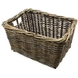 Spetebo Aufbewahrungskorb Rattan Aufbewahrungkorb rechteckig shabby grau (Anzahl, 1 St., Stück), mit 2 Griffen grau