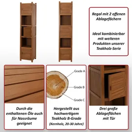 MCW Teak-Hochregal MCW-M87, Badschrank Badregal Badezimmer, hochwertiges B-Grade-Teak (Kernholz, 20-30 Jahre), 181x40cm