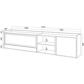 SKRAUT HOME Lowboard 212x50 cm Beige Holzwerkstoff