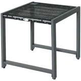 Gartentisch Garten Beistelltisch Tisch Gartenmöbel mit Hartglas Polyrattan + Aluminium Grau 50 x 49,5 x 50 cm - Grau
