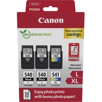 Canon PG-540Lx2/CL-541XL schwarz, color Druckköpfe + Fotopapier, 3er-Set