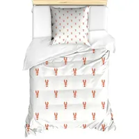 ABAKUHAUS Hummer Bettbezugs Set für Einzelbetten, symmetrische Lobsters, Milbensicher