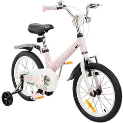 Makani Kinderfahrrad Ostria 16 Zoll, Sitz und Lenker verstellbar, Stützräder rosa