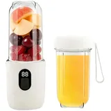Foreverup Tragbarer Mixer, Smoothie Maker to Go für Smoothies und Shakes, Mini Standmixer Mit 16 Klingen, Portable Blender mit Digitalanzeige, USB-Laden Standmixer Klein, Mini Smoothie Mixer (Weiß)
