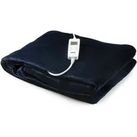 DOMO DO637ED Elektrische Heizdecke - 180 x 130 cm - Flanell-Fleece - waschbar - Timer - Überhitzungsschutz - 1P - 160 W- blau