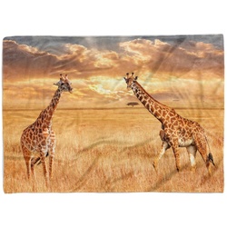 Sinus Art Handtücher Handtuch Strandhandtuch Saunatuch Kuscheldecke mit Tiermotiv Giraffen Savanne, Baumwolle-Polyester-Mix (1-St), Handtuch 100 cm x 180 cm