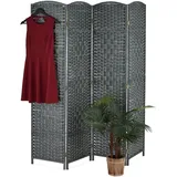 Relaxdays Paravent Raumteiler, HxB: 170x160 cm, faltbarer Raumtrenner, 4-teiliger Sichtschutz, Holz & Papierseil, grau