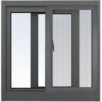 Schiebefenster Gartenhaus Fenster Aluminium, Bündig Montiertes Fenster Mit Gehärtetem Glas Und Abnehmbarem Sichtschutz Für Spielhäuser, Schuppen, Garage Und Hühnerställe(Dark gray,51x60cm)