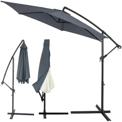 Kingsleeve Ampelschirm 300 cm Anthrazit mit Abdeckung & UV Schutz 30+