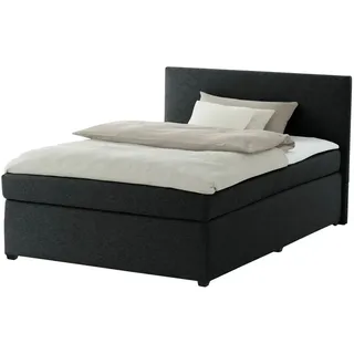 Möbel Kraft Boxspringbett mit Matratze und Topper H3 ¦ schwarz ¦ Maße (cm): B: 147 H: 104