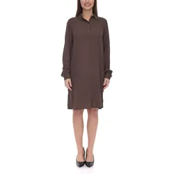 BOYSEN ́S Kleid Damen Hemdblusen-Kleid in Crinkle Optik leicht durchscheinend 42883962 Braun - 40