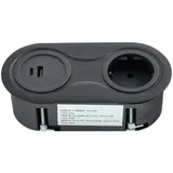 SO-Tech Einbausteckdose Oval 1 m Schwarz 1 St.